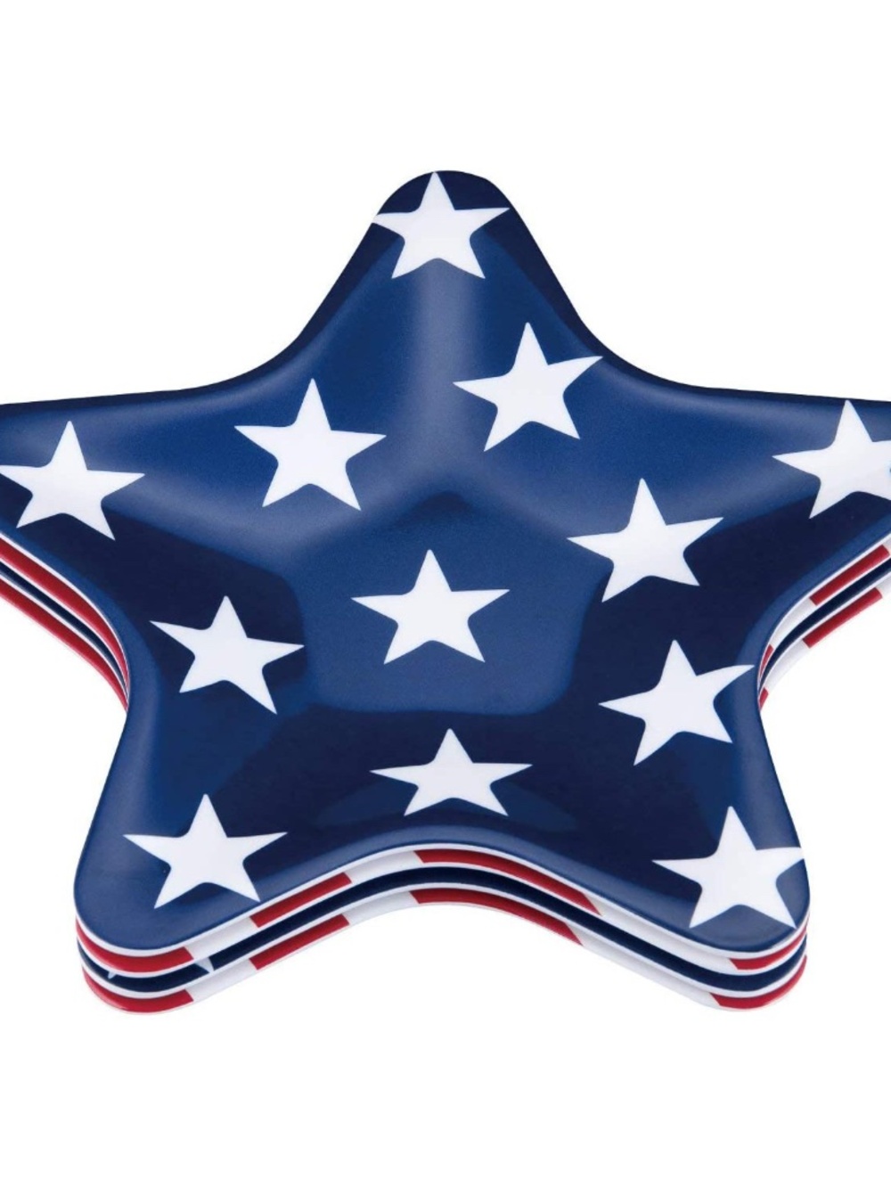 Patriotic Star Shaped Salad Plates, Melamine Appetizer and Dessert Plates, S/4